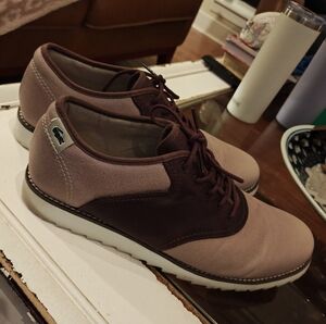 Men's Lacoste Live Saddle Oxfords Brown/Tan Sneakers Dress Shoes Sz 11.5